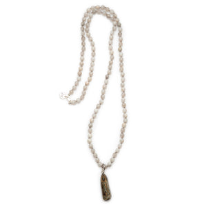 Crazy Lace Agate Necklace with Large Teardrop Amulet