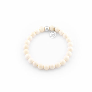 Jai Style Bracelet | Polished Cream Bone with Silver Ball Bead