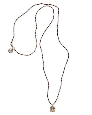 Twisted Silk Necklace, 108 Sterling Silver Beads & Goddess Pendant