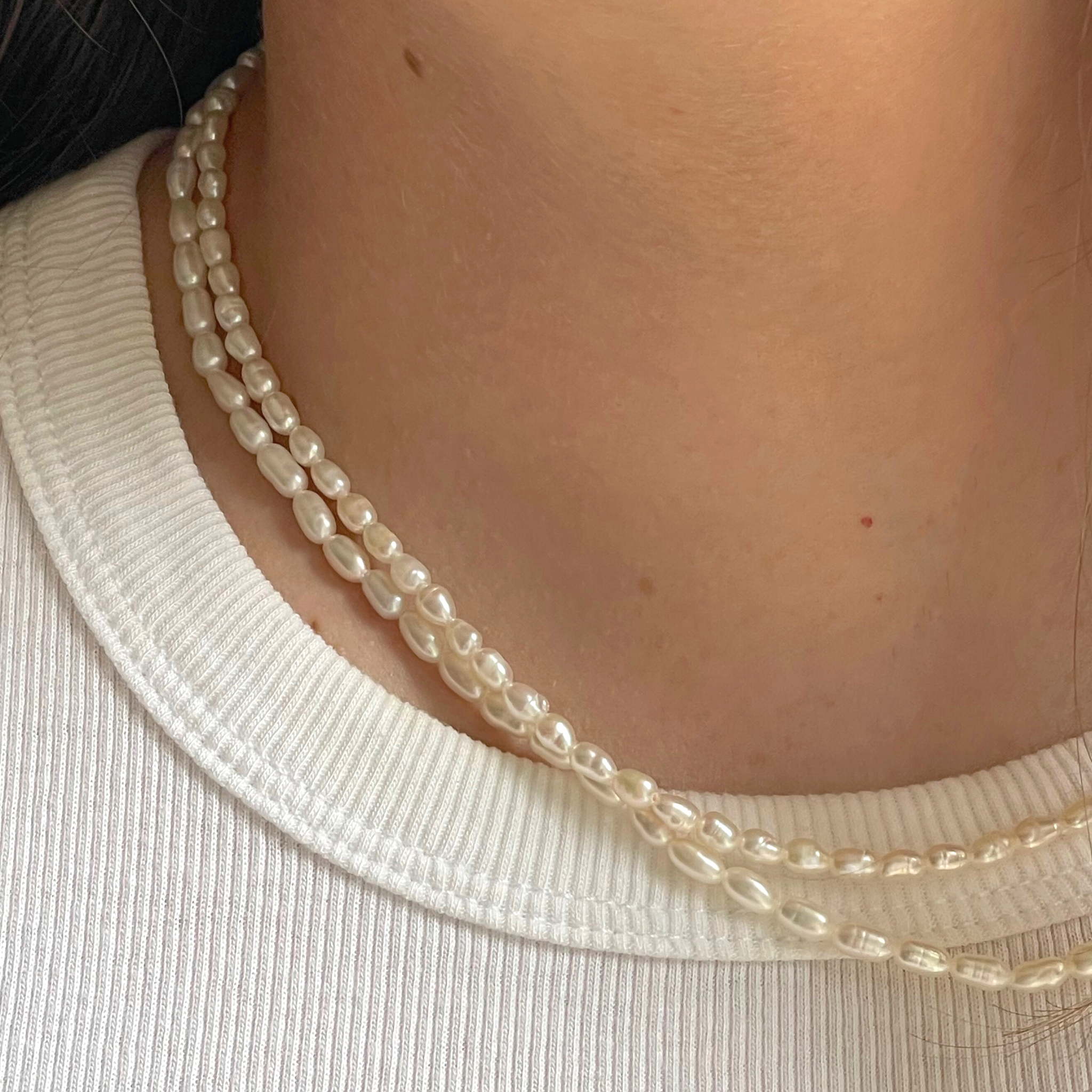 Rice pearl necklace deals