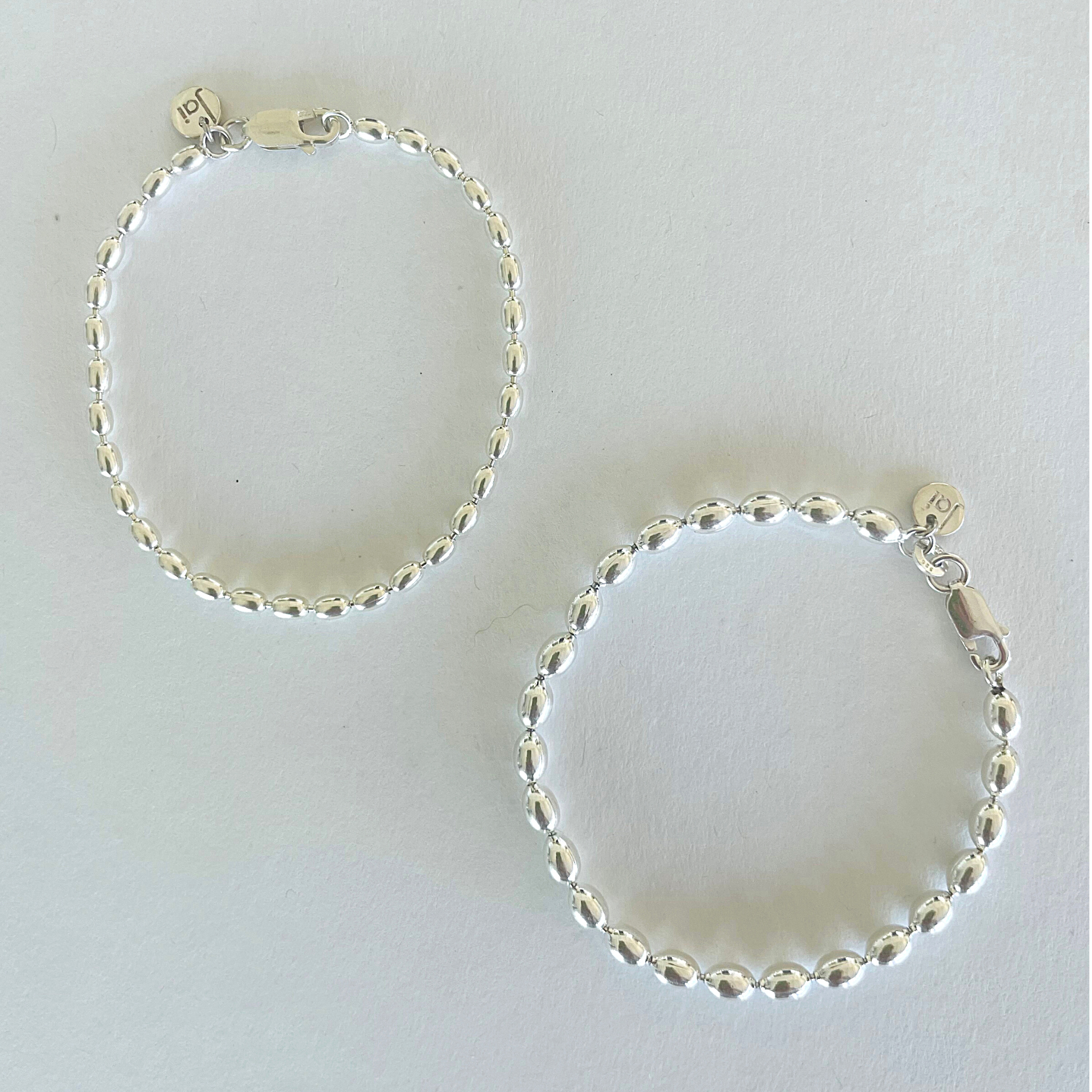 Jai Style Sterling Silver 4mm Rice Pearl Bracelet