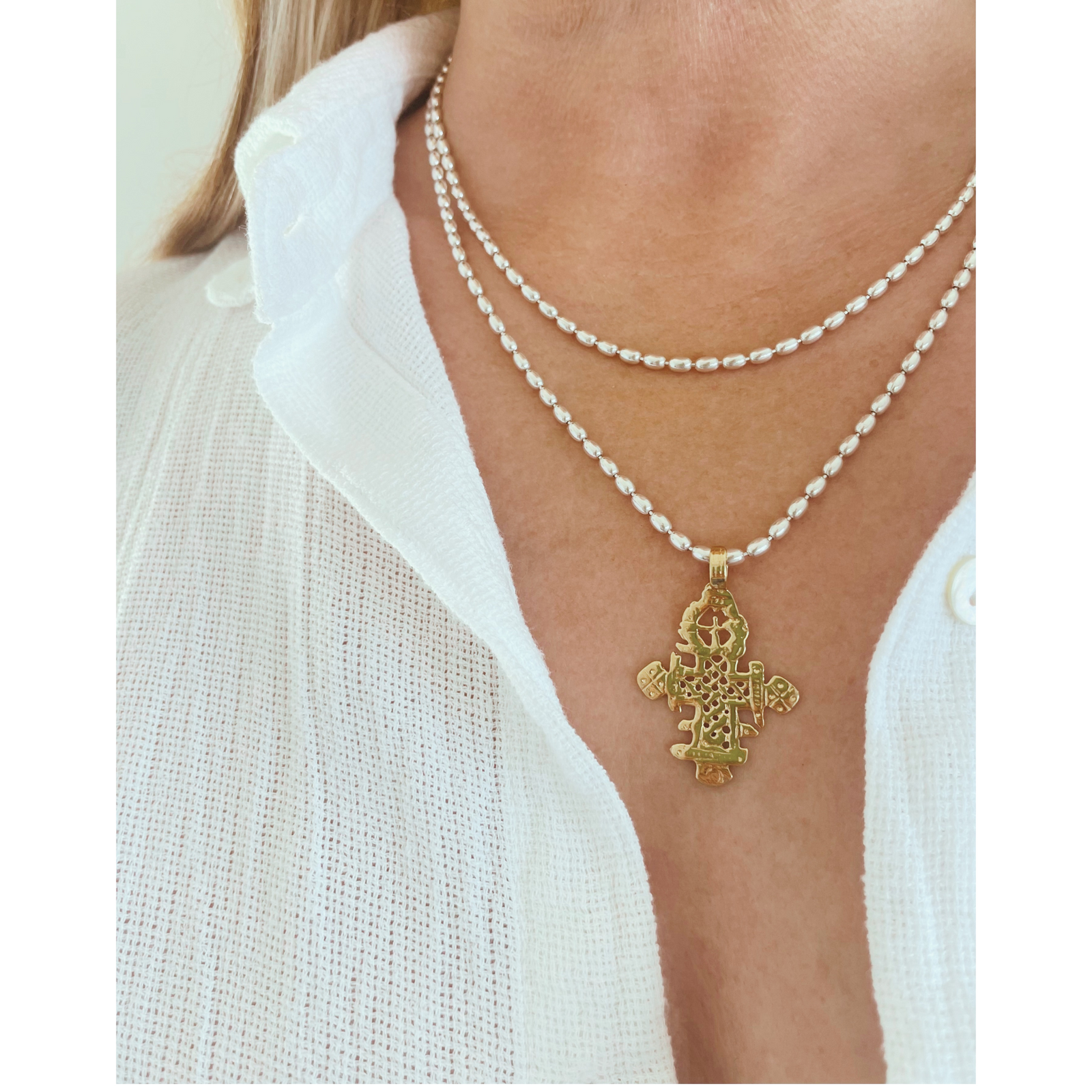 4mm Rice Pearl Necklace, Sterling Silver, 18" and 20"