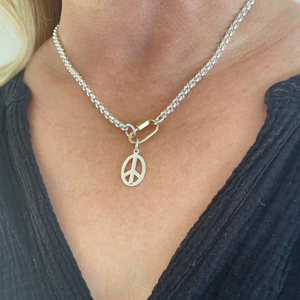 Sterling Silver Oval Peace Charm