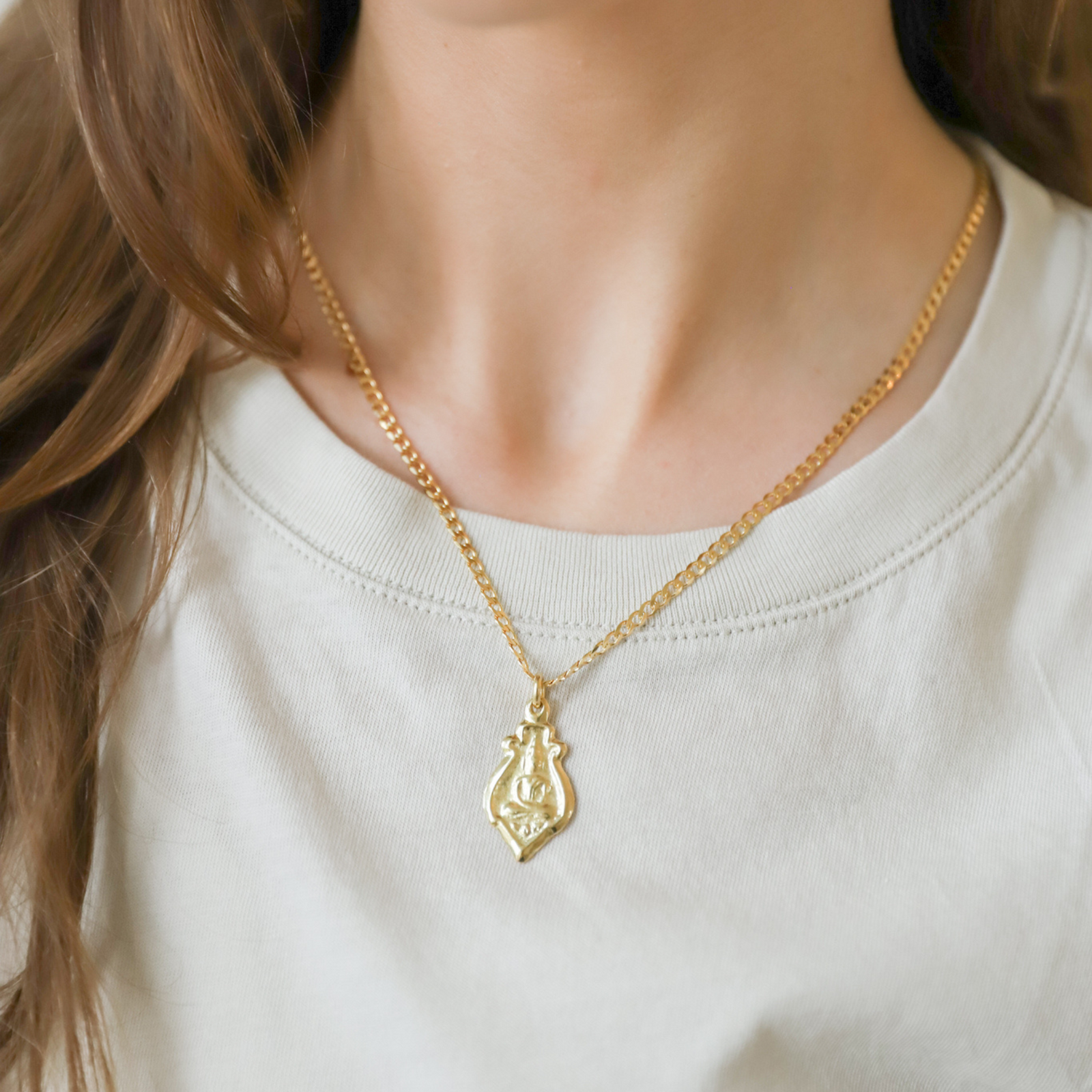 Thai Amulet Necklace, Gold Vermeil, 20"