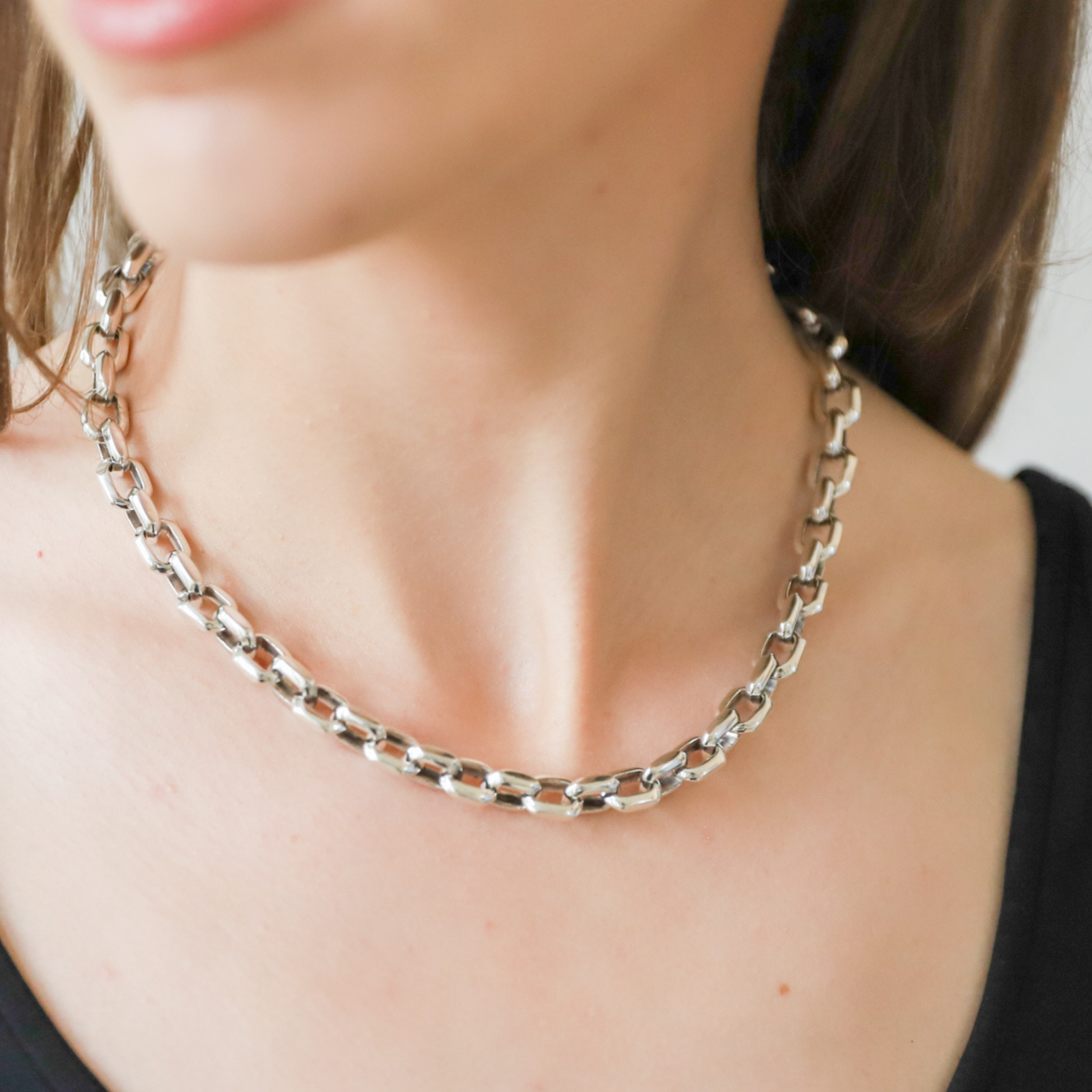 Sterling Silver Link Necklace, 16"