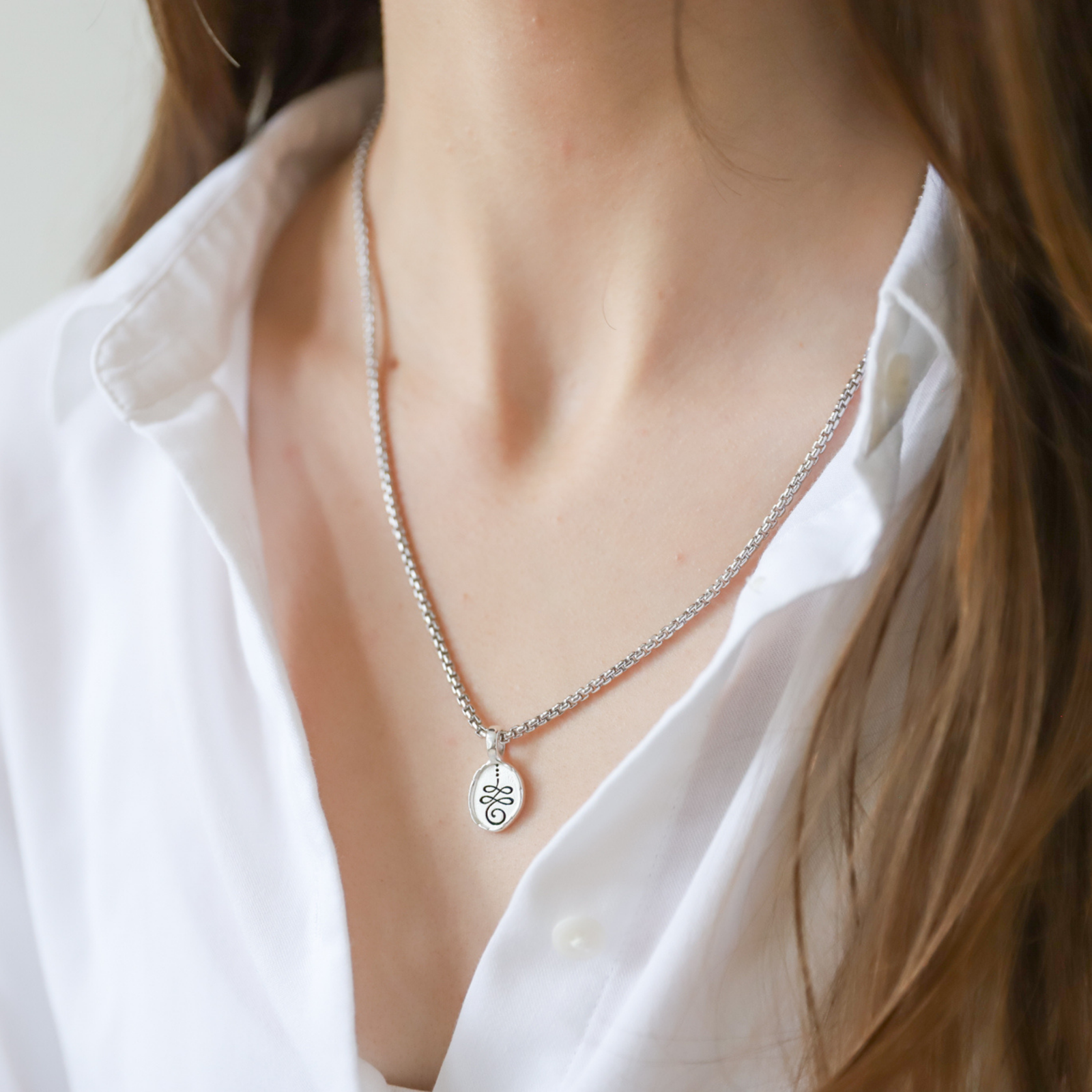 Unalome Necklace, Sterling Silver, 20"