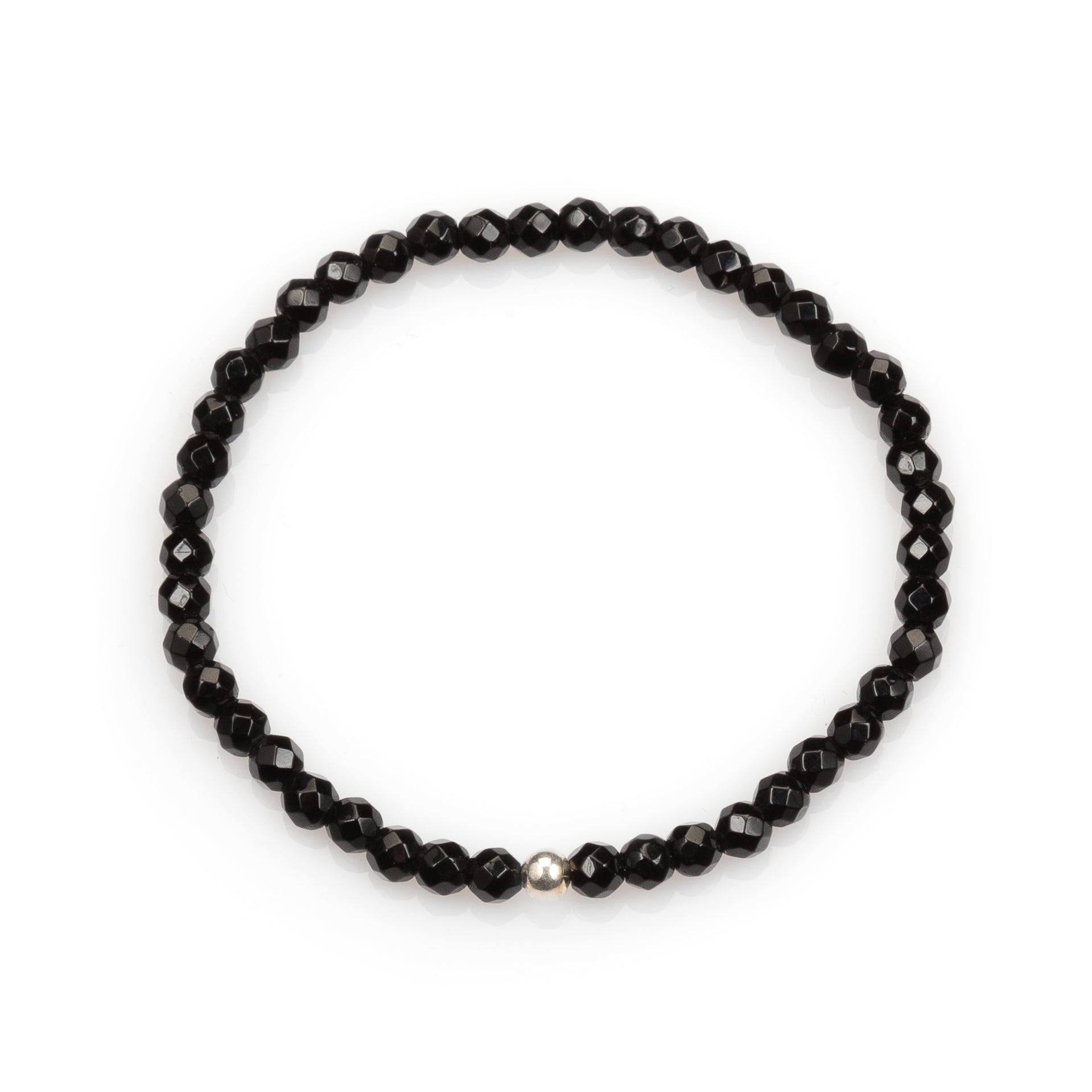 Faceted Black Onyx Bracelet with Silver Ball Bead