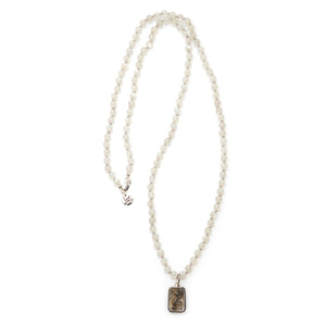 Moonstone Necklace with Authentic Thai Rectangle Amulet