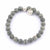 Beautiful 8mm matte grey map semi-precious stone bracelet with sterling silver ball bead and charm, stretch, measures 18.4 cm