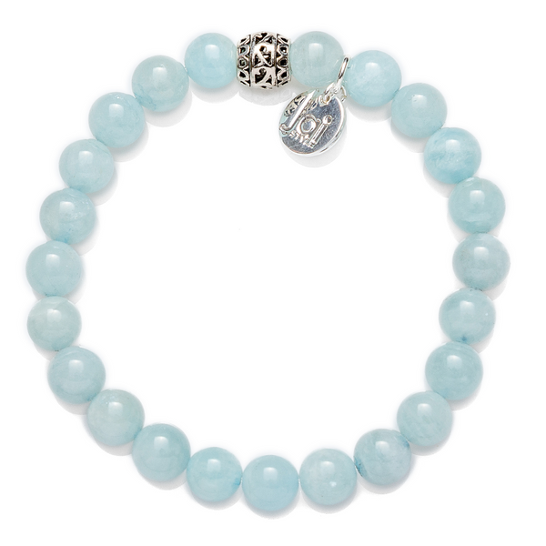 Jai Style | Polished Aquamarine Bracelet with Silver Ball Bead