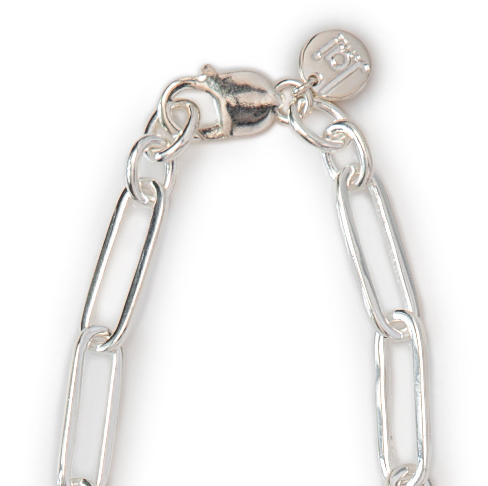 Charm Clasp on Paperclip Chain - Sterling Silver