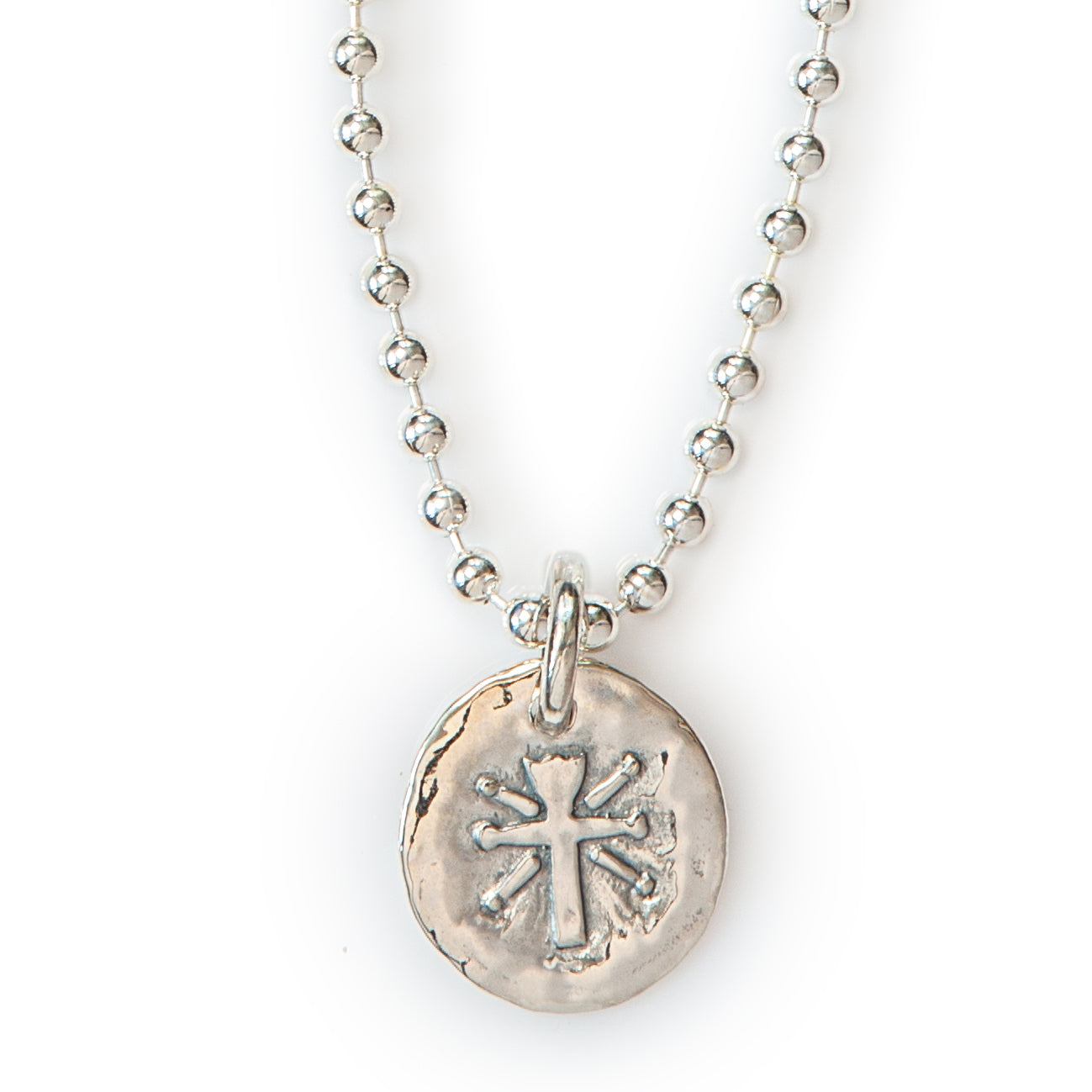 Jai Style simple, elegant 18" necklace with .925 sterling silver 4mm ball chain and handmade lotus cross pendant.