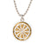 Jai Style simple, elegant 24" necklace with .925 sterling silver 3mm ball chain and handcrafted sterling silver and 22K gold dharma wheel pendant.