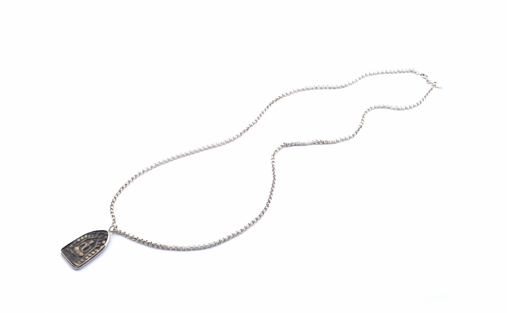 Dog Tag Necklace in Oxidized Sterling Silver